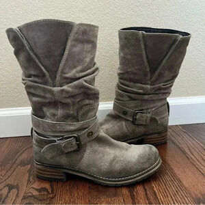Clarks Majorca Villa Leather Suede 63165 Slouch Boots Grey Women's Size 6.5